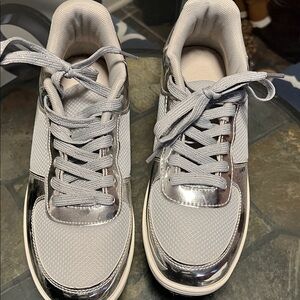Stylish Silver and Gray Women's Sneakers